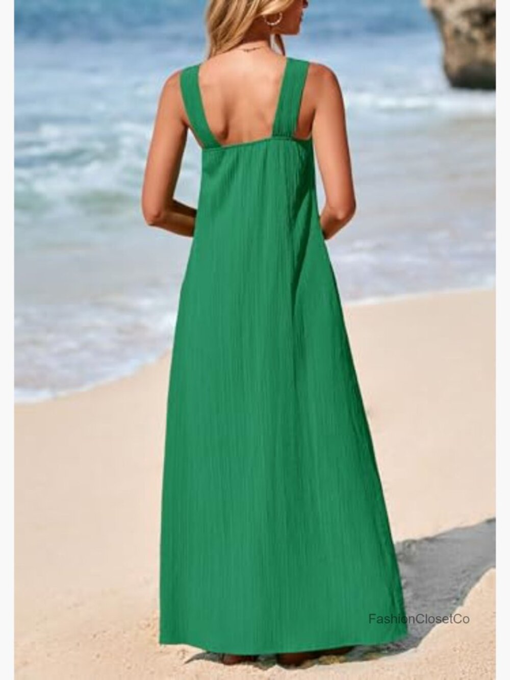 Sleeveless Strappy Loose Flowy Maxi Dress with Pockets - Picture 2 of 7